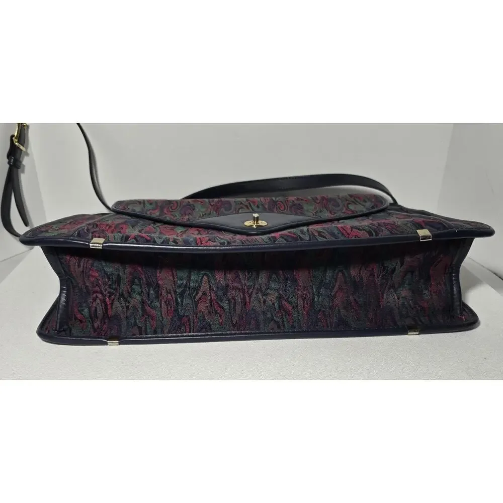 Vintage The French Co. California Briefcase Laptop Bag Leather Tapestry